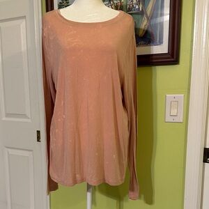 Universal Thread Women's Peach Long Sleeve Top with White Distressed Marks